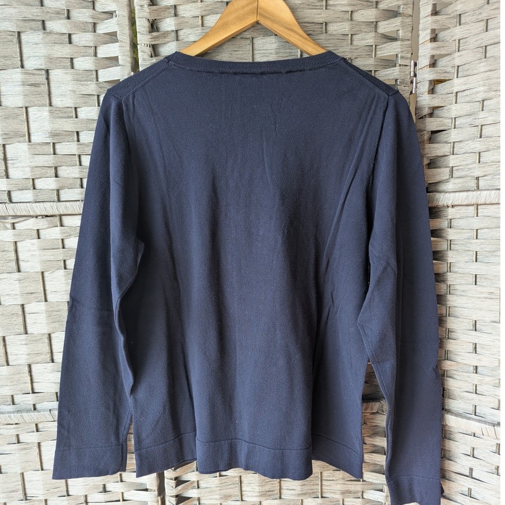 J.Crew Navy Blue Cotton Pineapple Graphic Crewneck Sweater Sz XL Long Sleeve - Picture 3 of 7